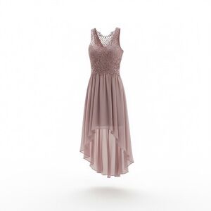 City Studio Mauve Lace High-Low Dress